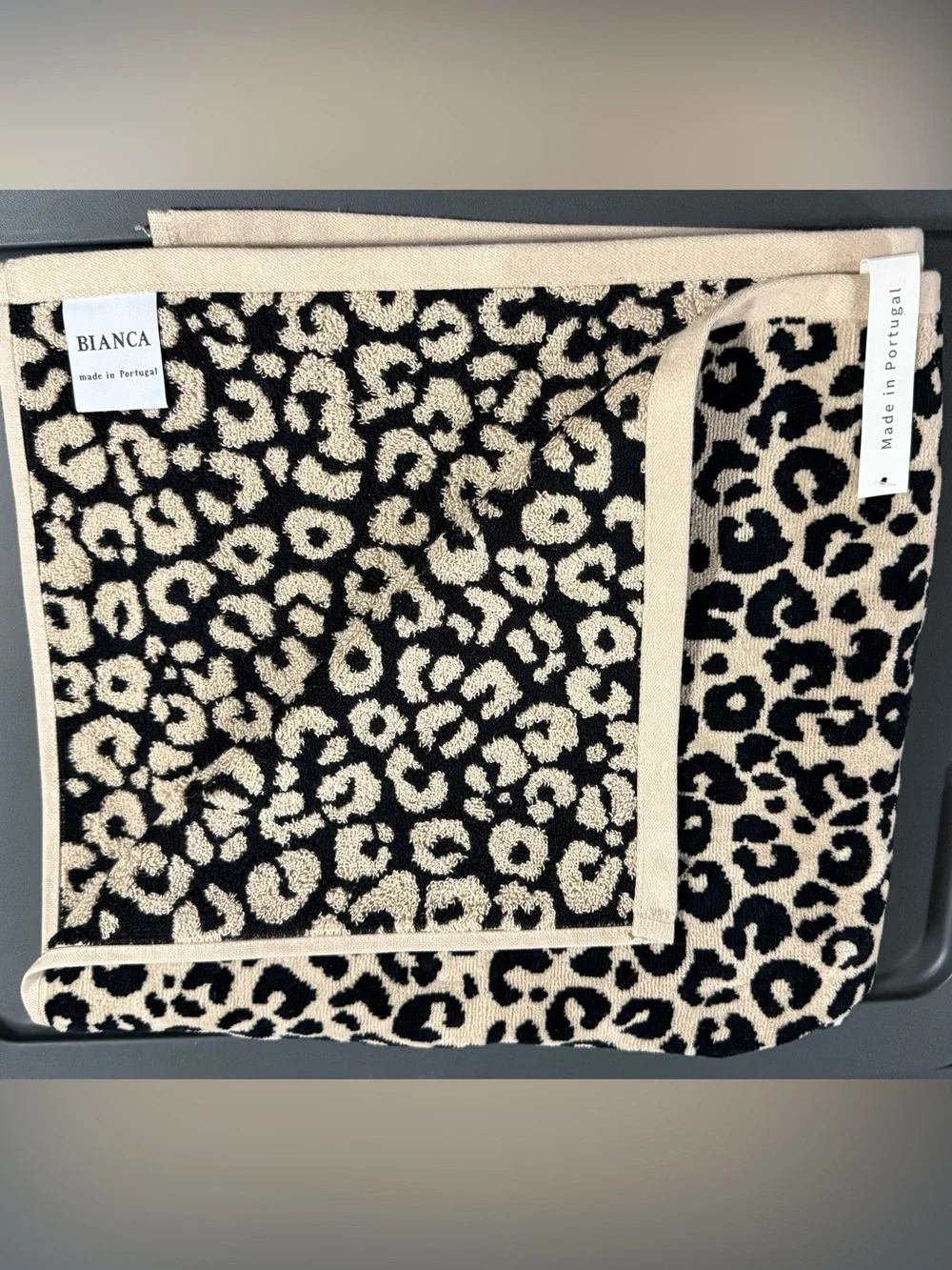 Bianca Portugal Leopard Cheetah Print 5Pc Luxury Bath Towel Set 1Bath 2Hand 2Tip